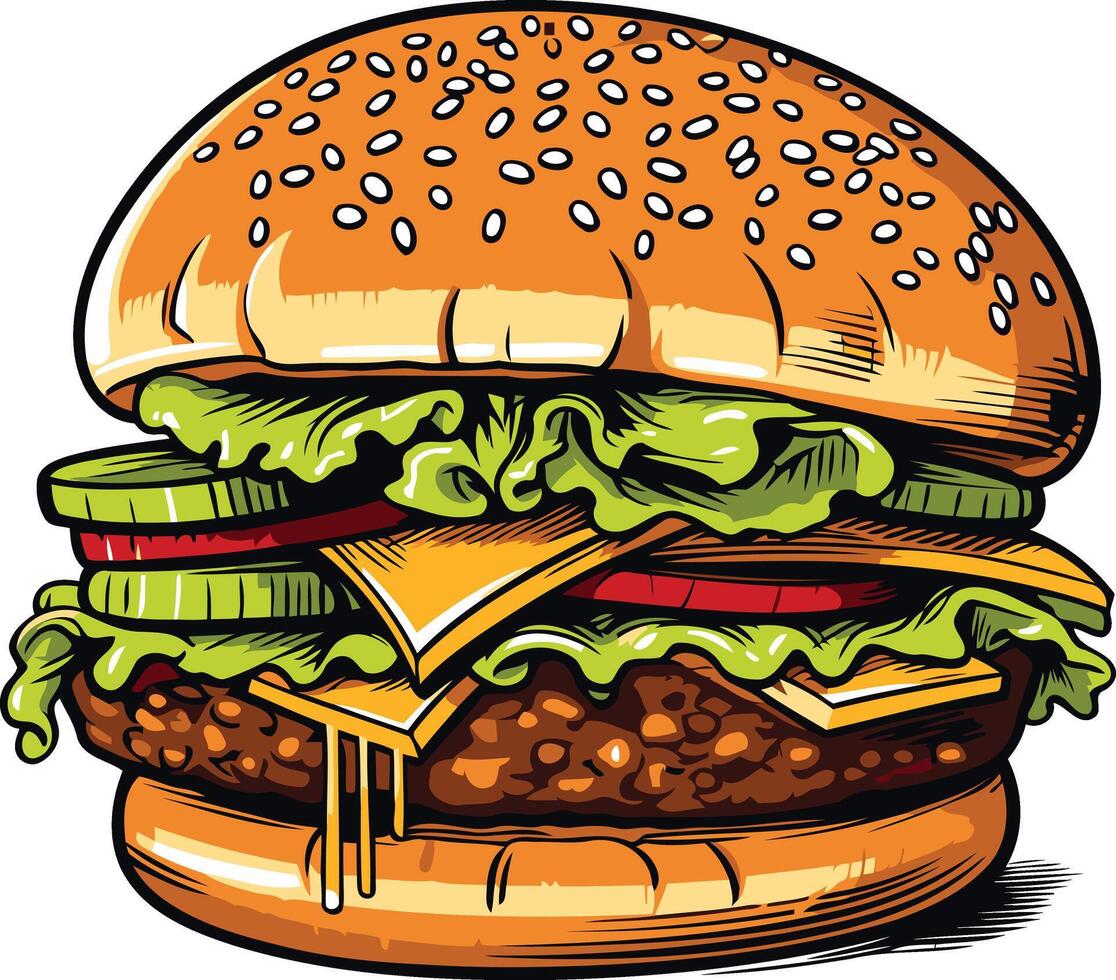 A Juicy and Delicious Burger vector