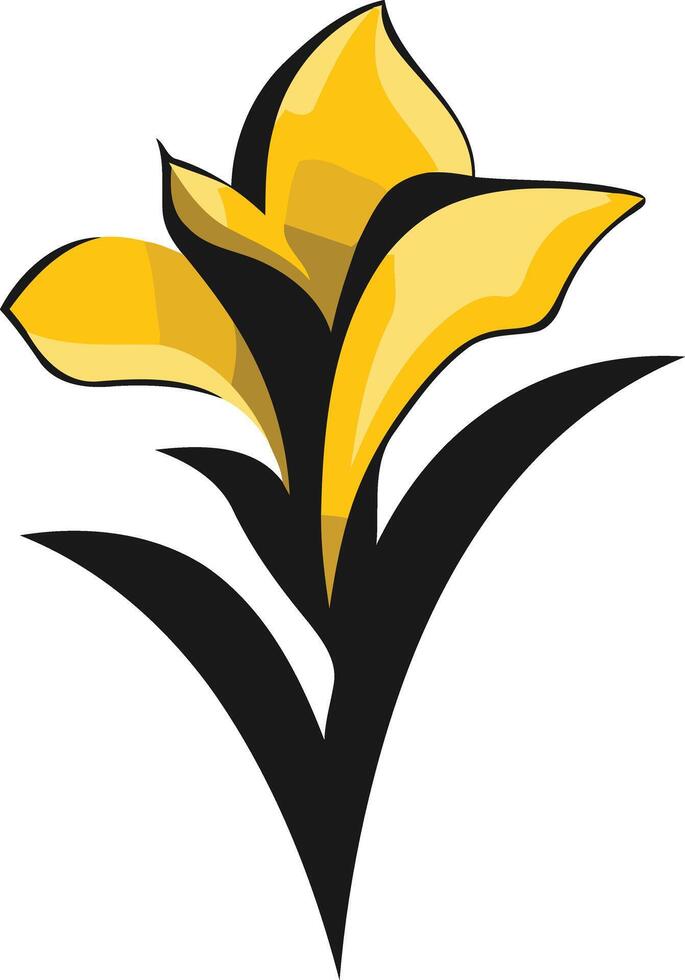 A stylized yellow flower with black leaves, perfect for branding, logos, or as a decorative element vector