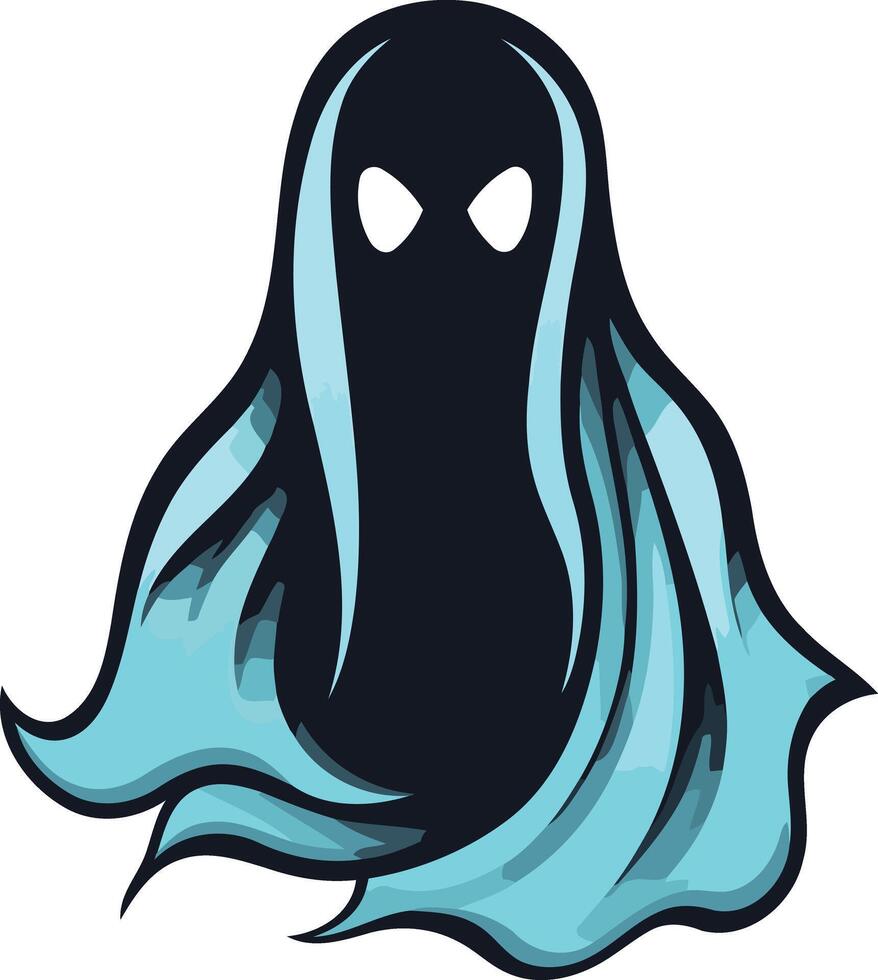 A spooky, cartoon ghost with blue glowing eyes and a flowing blue sheet, perfect for halloween designs or spooky illustrations vector