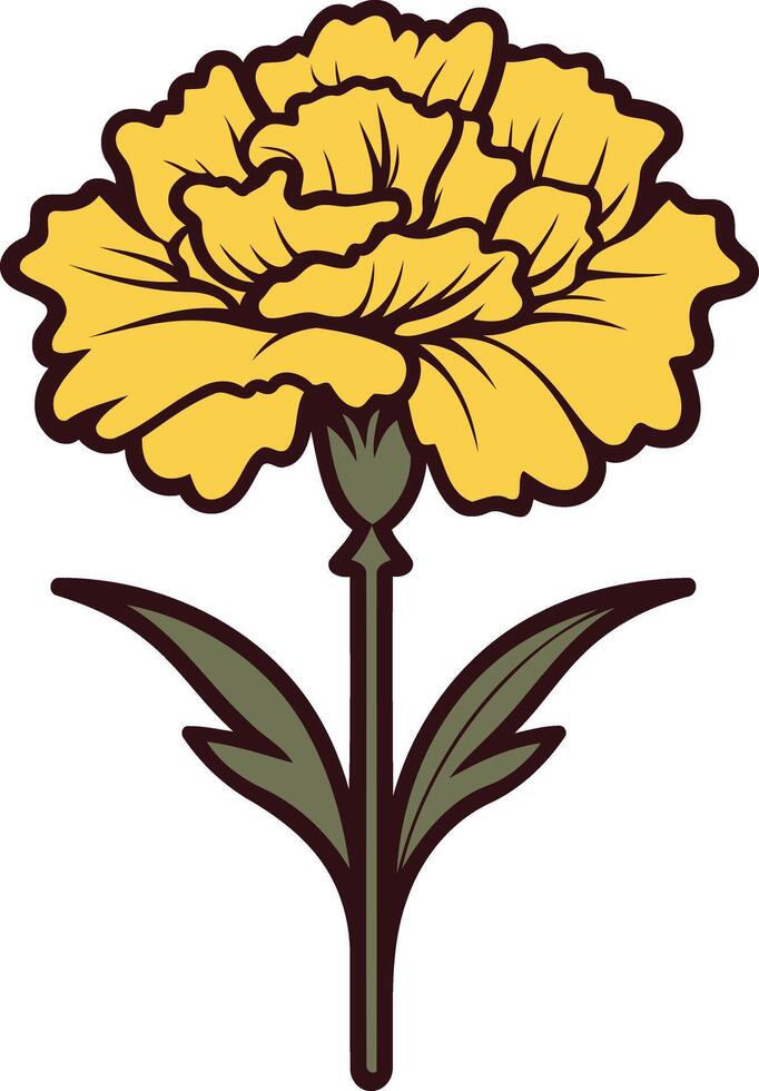 A simple, elegant illustration of a yellow carnation flower vector