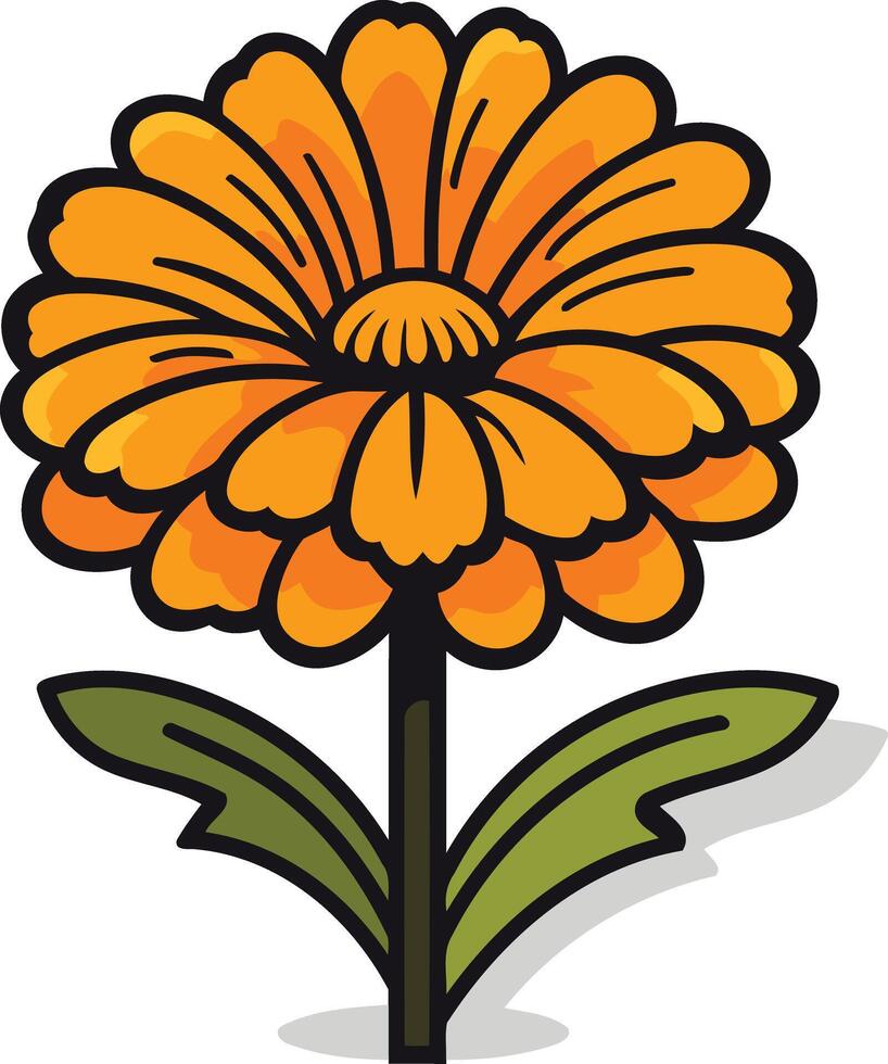 A cheerful cartoon illustration of a calendula flower, perfect for adding a touch of nature to your designs vector