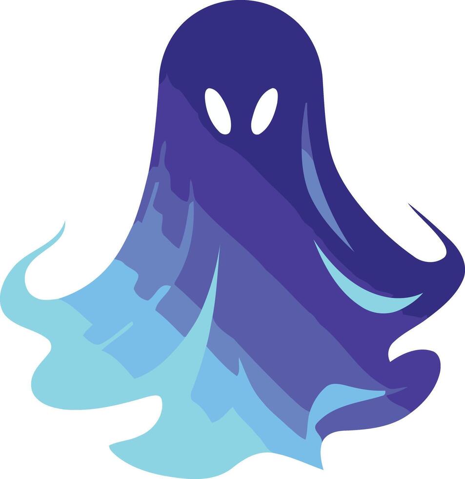 A stylized, abstract ghost design with a vibrant blue and purple gradient, perfect for spooky, mystical, or technology-related projects vector