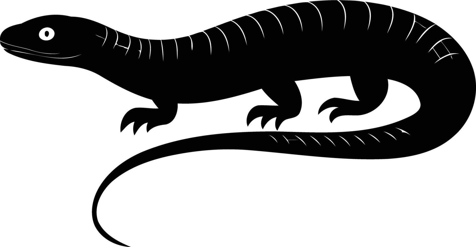 Simple black and white silhouette of a lizard vector