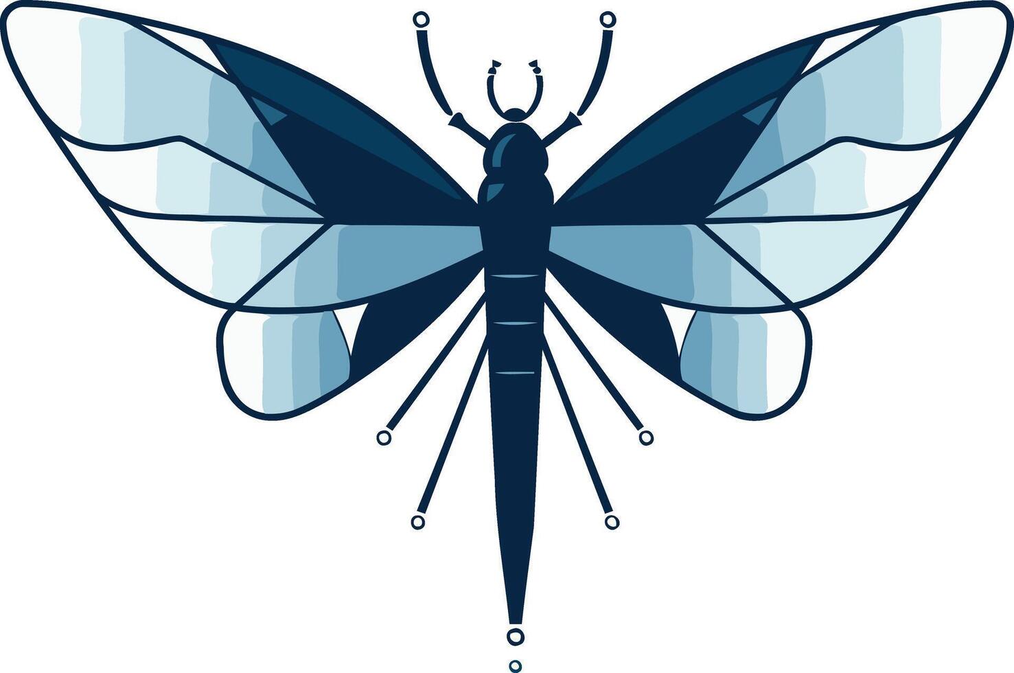 Abstract blue dragonfly illustration, perfect for nature-inspired branding, logos, and design projects vector