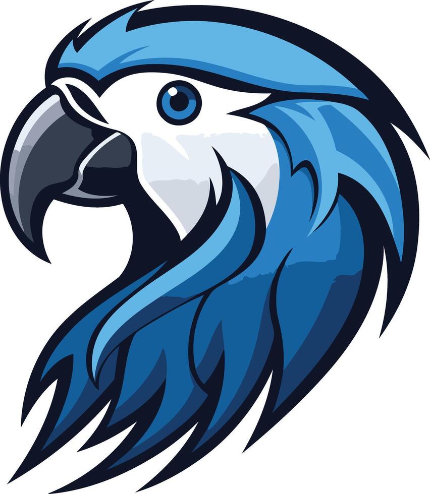 A bold and stylized blue parrot head logo, perfect for gaming teams, esports organizations, or any brand seeking a powerful and unique identity vector