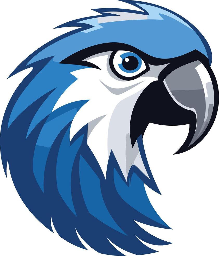 A bold and vibrant blue parrot head logo design, perfect for a brand seeking a playful yet powerful identity vector