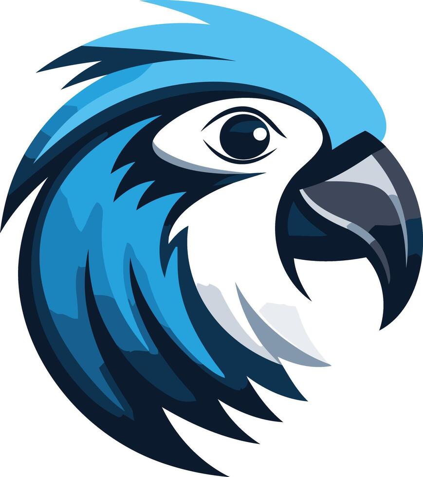 A bold and colorful parrot head logo, perfect for businesses seeking a playful and vibrant identity vector