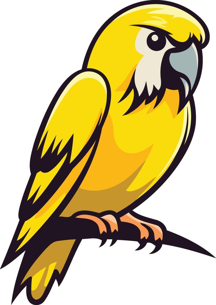 A friendly yellow parrot perched on a branch vector