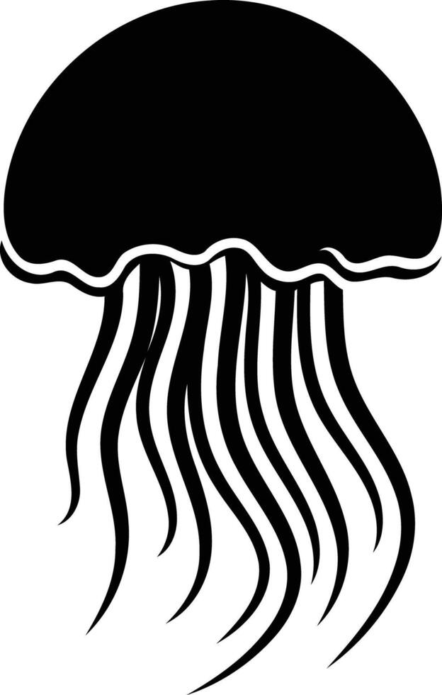 A simple yet striking silhouette of a jellyfish, perfect for adding a touch of the ocean to your designs vector