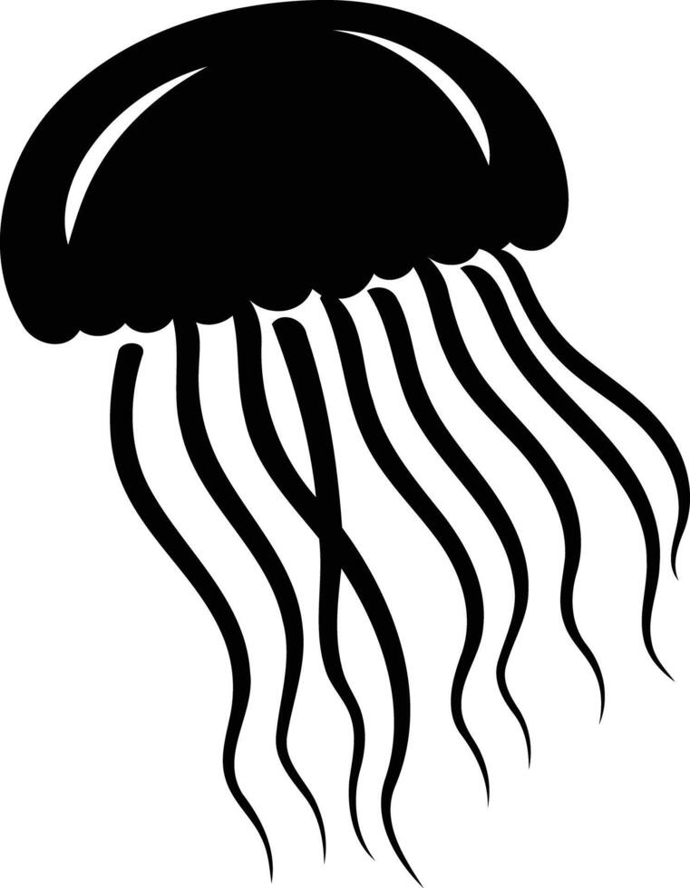 Simple, black and white silhouette of a jellyfish, perfect for use in logos, website design, and educational materials vector