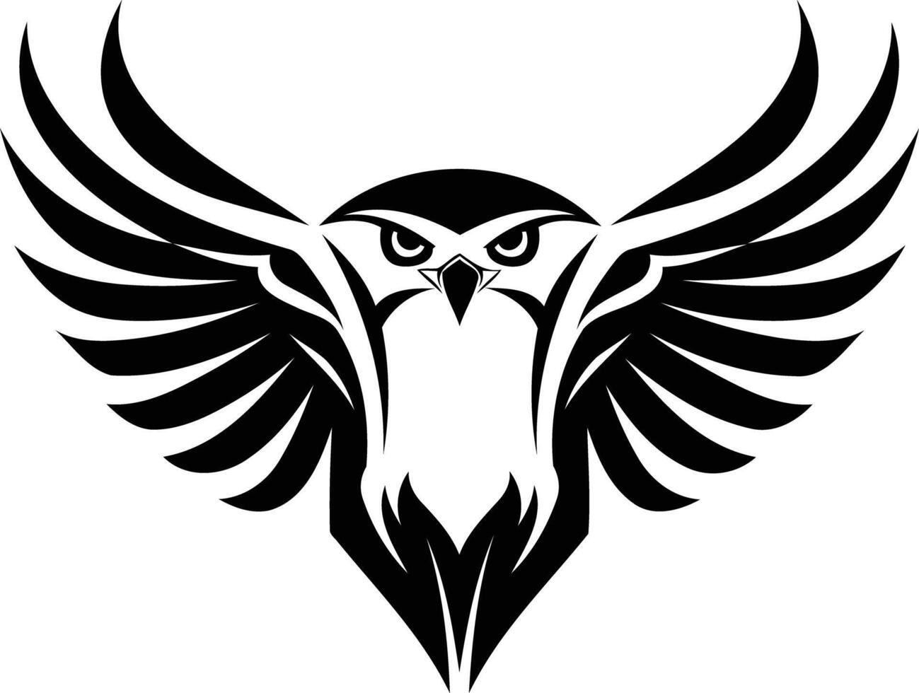 Fierce, stylized black and white eagle logo design vector
