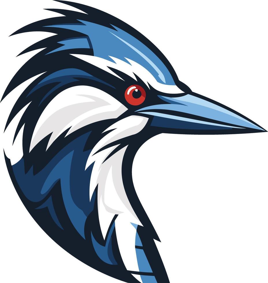 A bold and dynamic illustration of a kingfisher bird head, perfect for branding, logos, or mascot designs vector