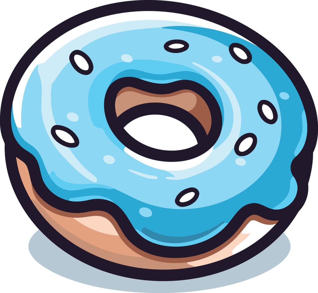 A delicious cartoon donut with blue frosting and white sprinkles, perfect for bakery branding, food illustrations, or social media posts vector