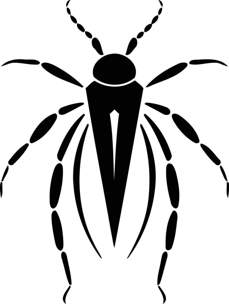 A stylized black and white illustration of a bug, perfect for tattoo designs, logo concepts, and branding applications vector