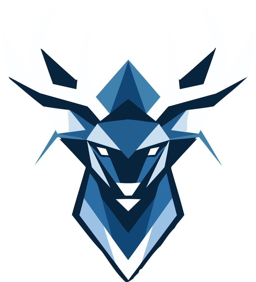 Modern, abstract deer logo design in blue and white color scheme vector