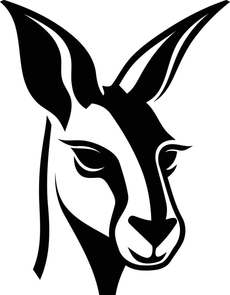 A bold and striking black and white illustration of a kangaroo head, perfect for branding, logos, and graphic designs vector