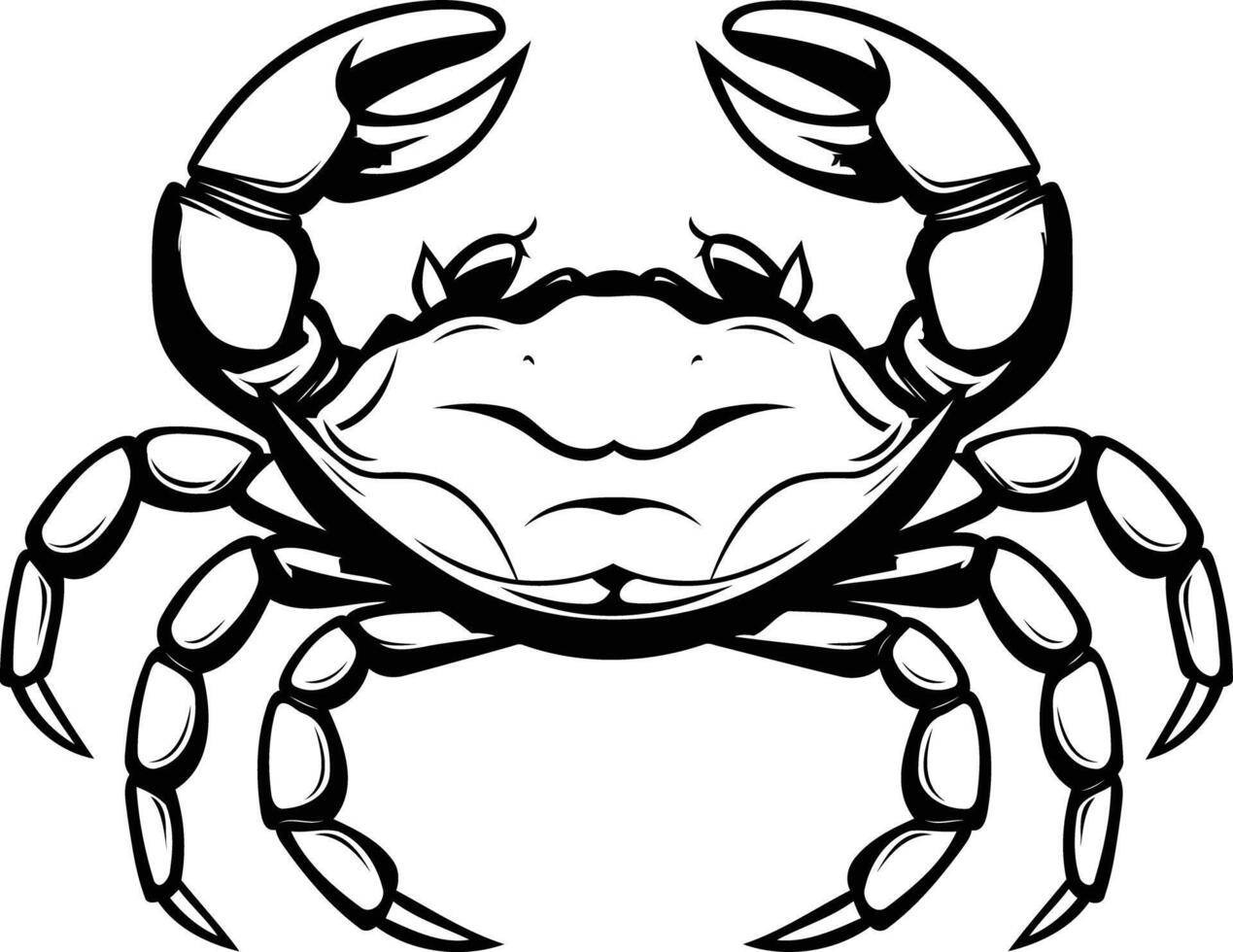 Black and white illustration of a crab, perfect for logos, t-shirts, and other designs vector