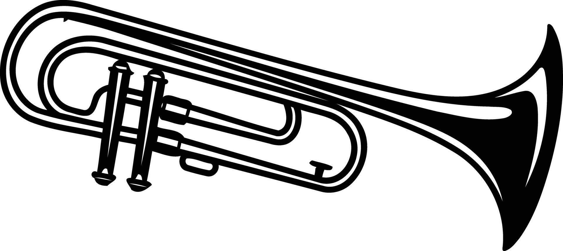 A simple, black and white illustration of a trumpet, perfect for jazz, music, or design projects vector