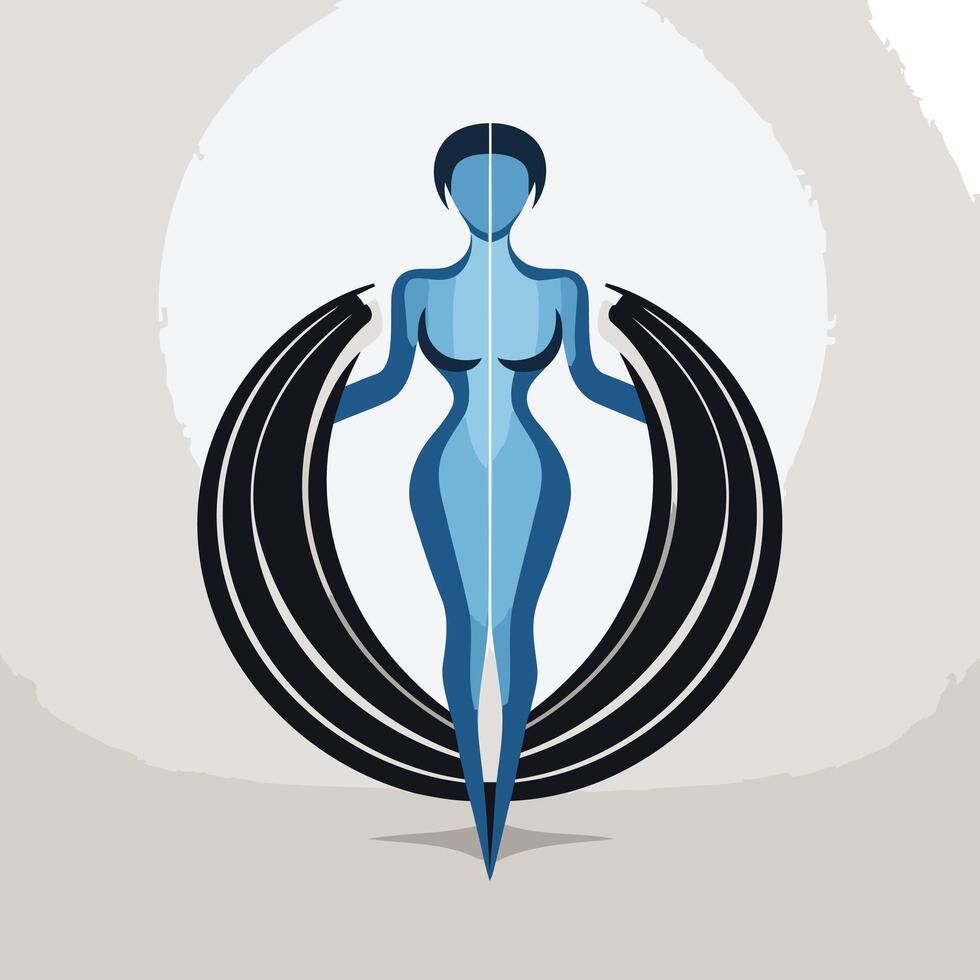 Abstract female figure logo design vector