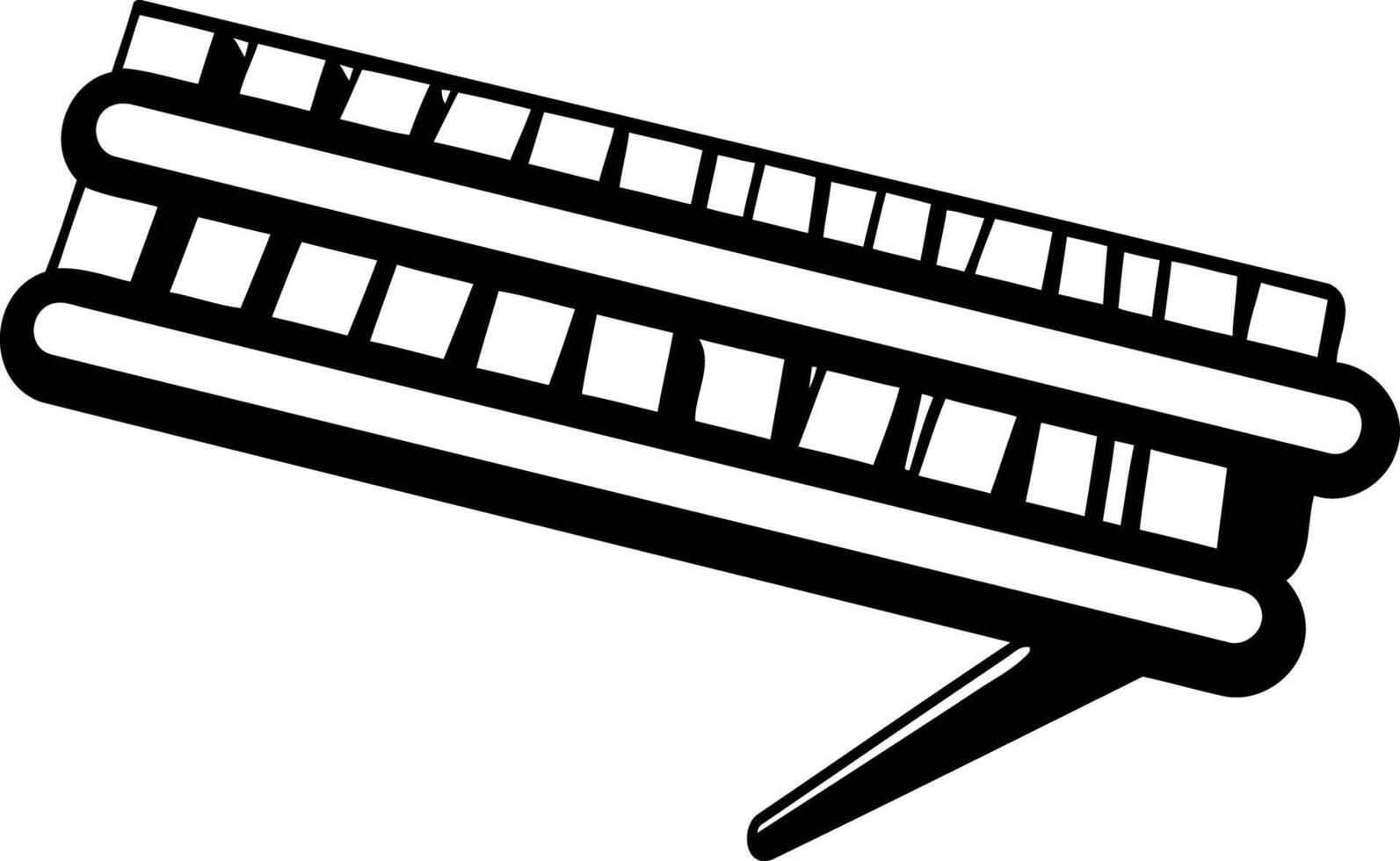 Black and white illustration of a traditional harmonica with a simple design, perfect for musicians and music lovers vector