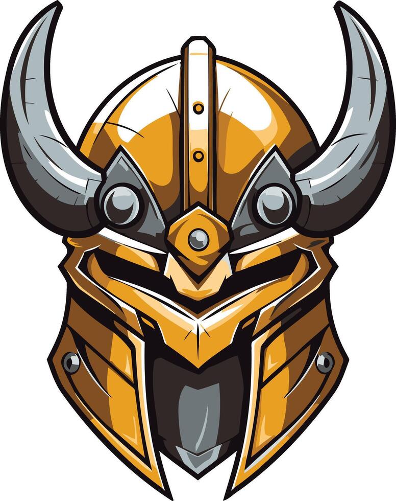 Fierce and stylish golden viking helmet logo vector