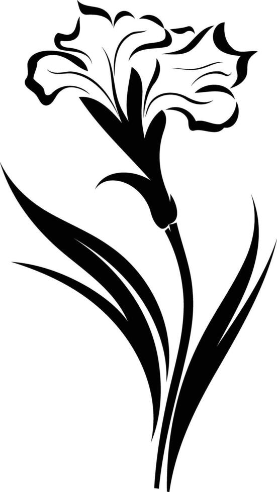 Elegant black and white silhouette of a stylized flower vector