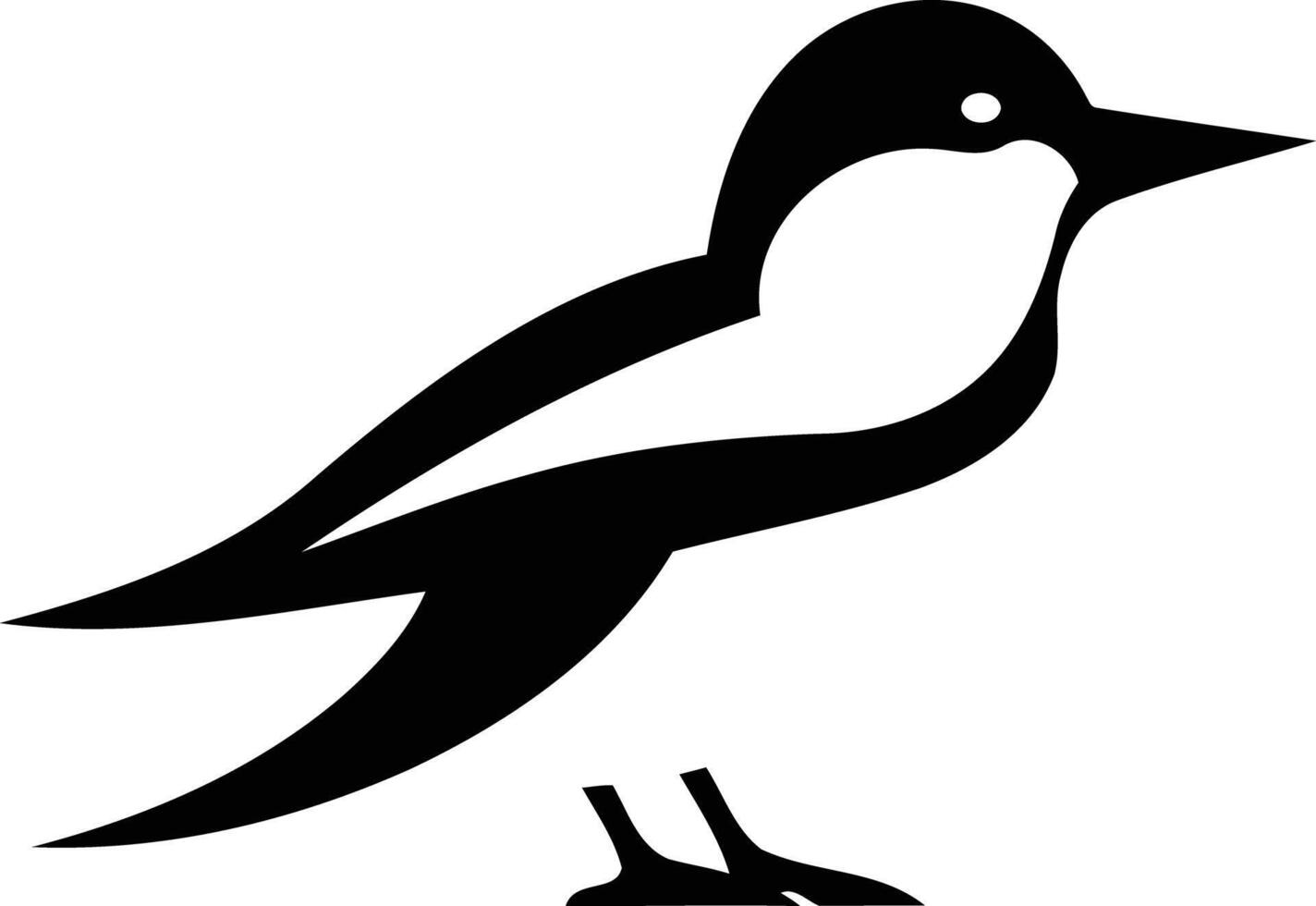 A simple, minimalist black silhouette of a bird vector