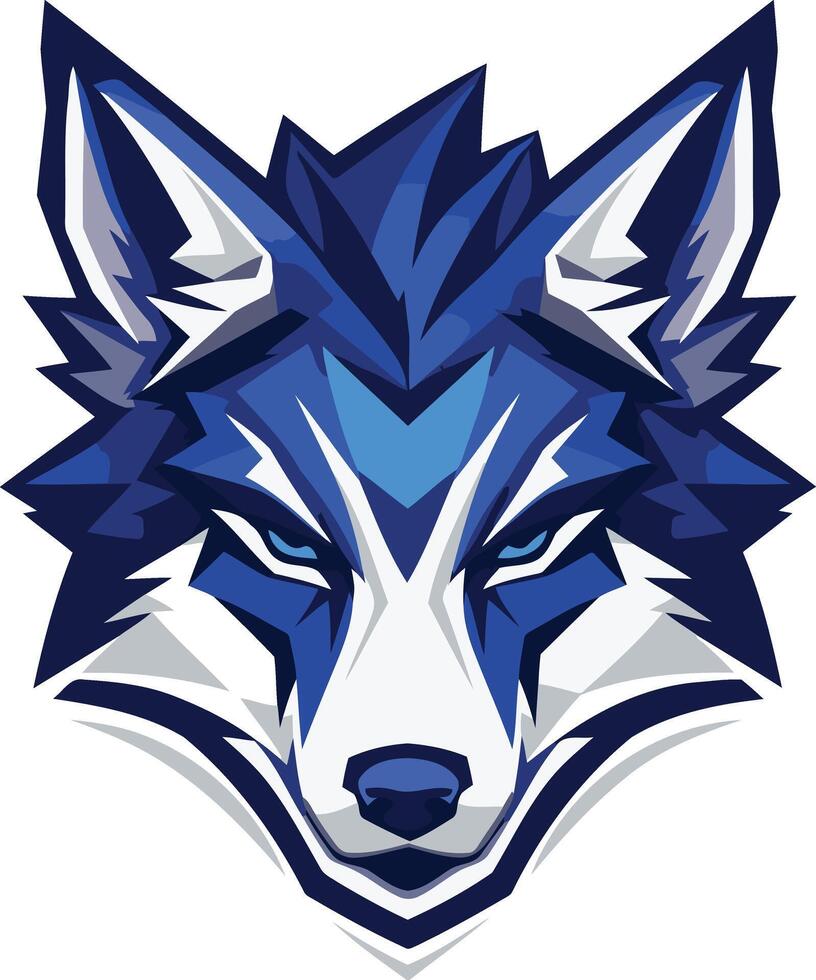 A bold and fierce blue wolf logo, perfect for a gaming team, esports organization, or tech company vector