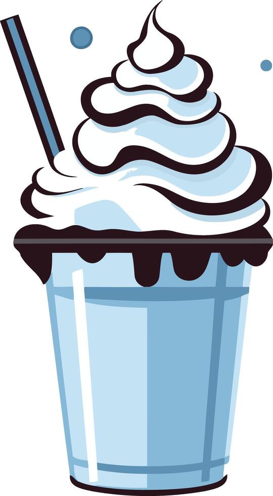 A delicious looking milkshake with whipped cream and chocolate syrup, perfect for a summer treat or a refreshing drink on a hot day vector