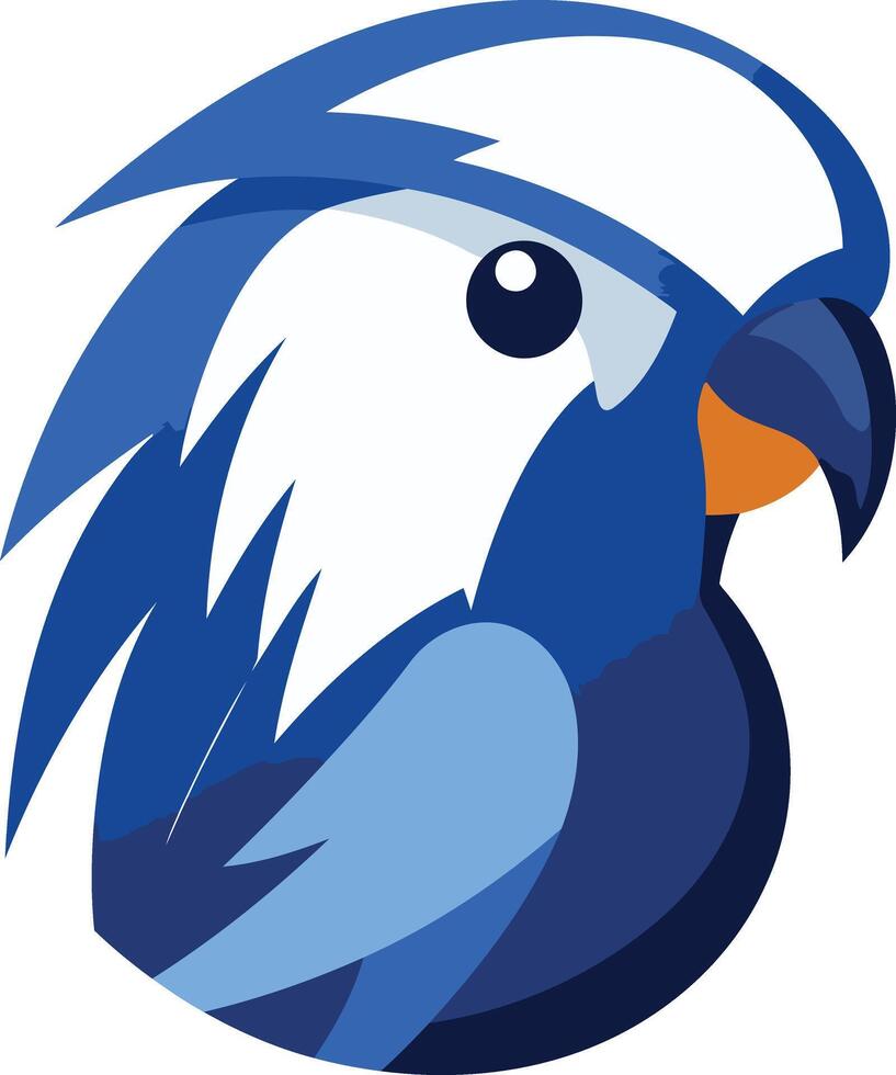 A stylized blue and white parrot head, perfect for branding or mascot design vector