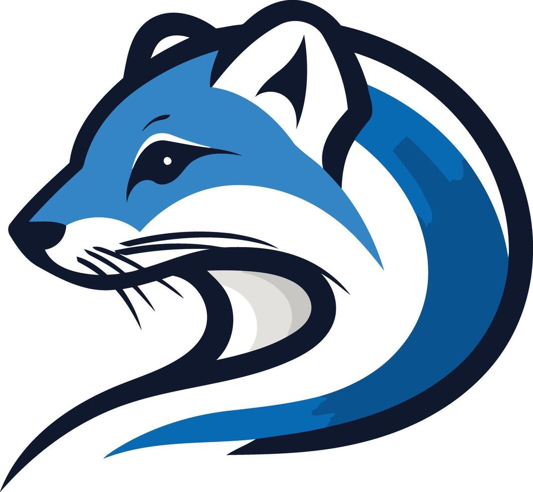 A stylized blue and white weasel logo, perfect for sports teams, businesses, or branding projects seeking a fierce and agile symbol vector