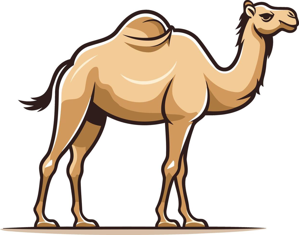 A Standing Camel in a Cartoon Style Illustration vector