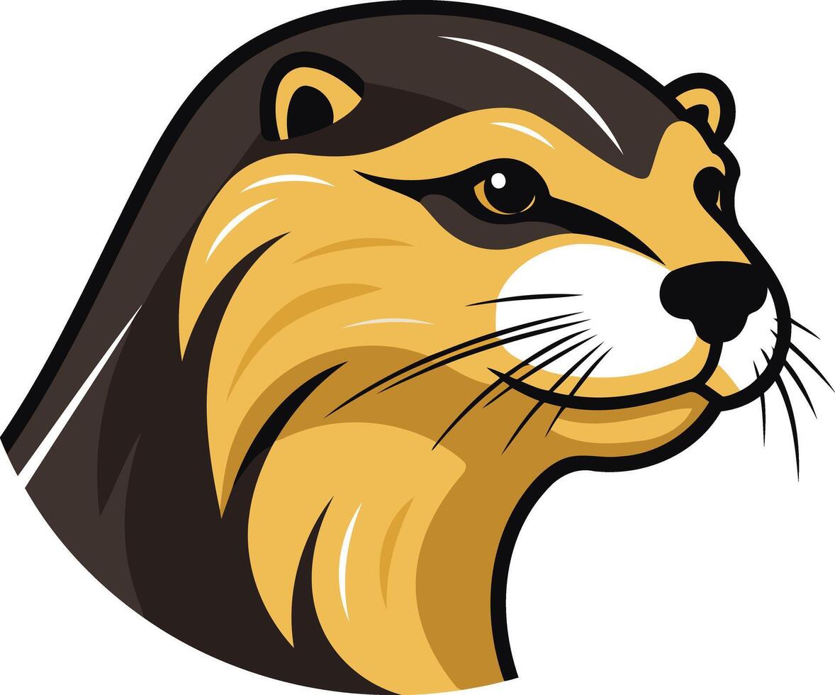 A friendly cartoon otter head, perfect for mascot designs, children's illustrations, and nature themed branding vector