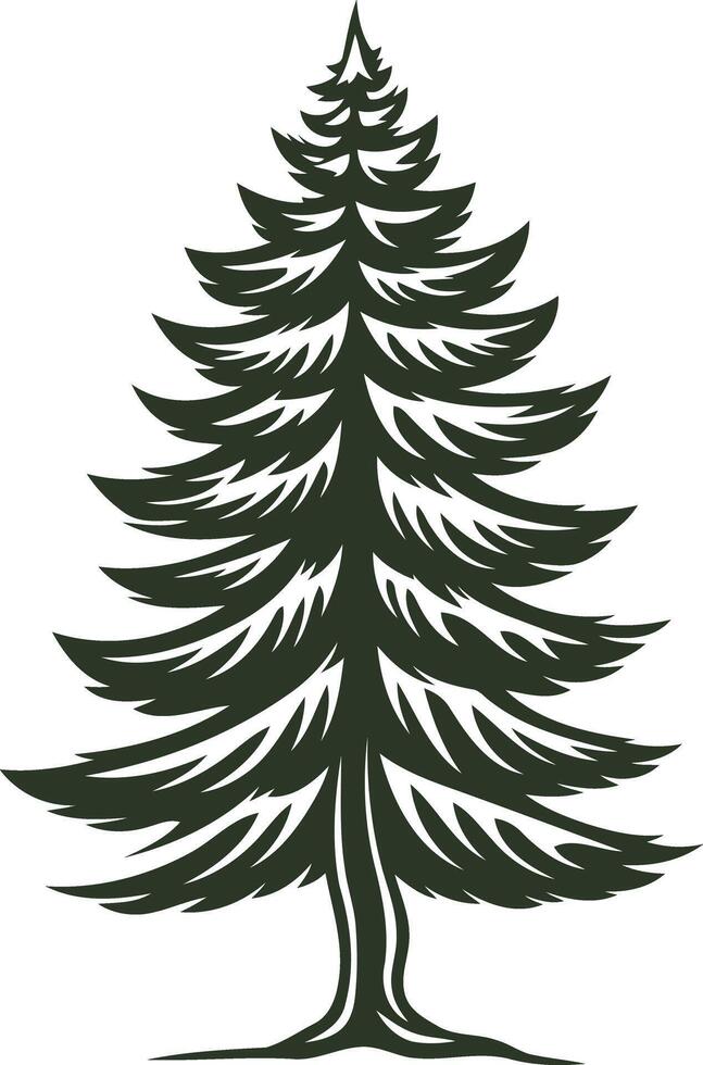 A simple yet elegant silhouette of a pine tree, perfect for logos, branding, and nature-inspired designs vector