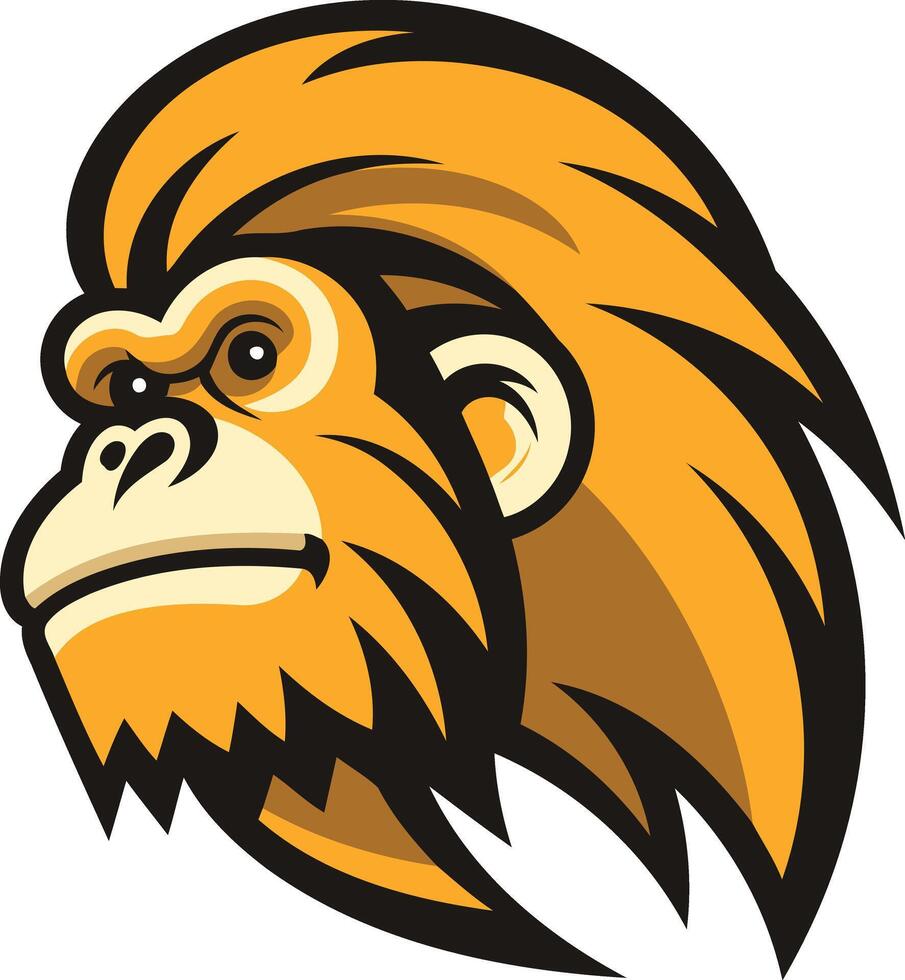 A powerful and stylized illustration of a golden ape head, perfect for sports teams, brands, or organizations seeking a strong and charismatic mascot vector