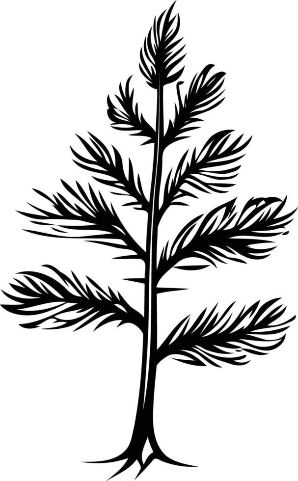 Simple black and white illustration of a pine tree, perfect for logo design or branding vector
