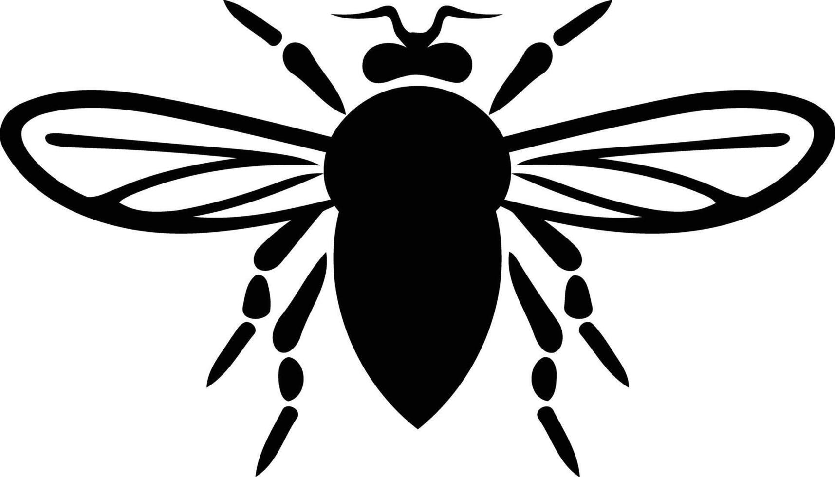 A simple yet striking silhouette of a bee, perfect for creating eye-catching logos, illustrations, or designs vector