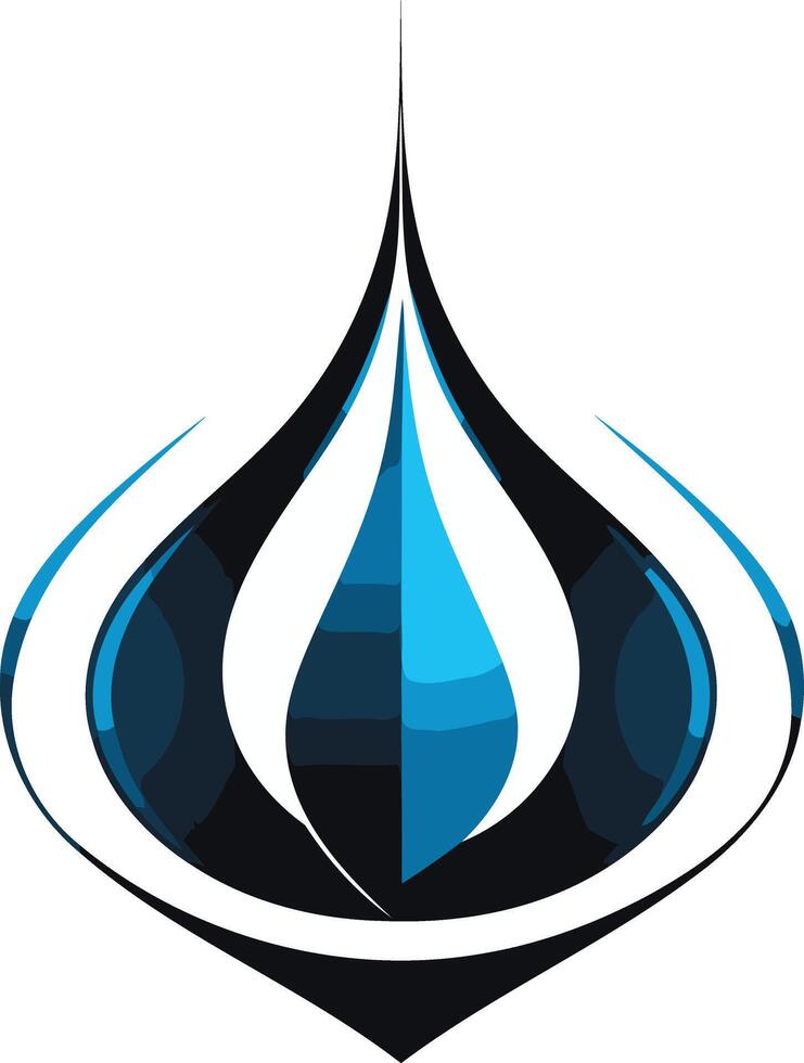 A modern and abstract logo design featuring a stylized teardrop in blue and black, symbolizing purity, clarity, and innovation vector