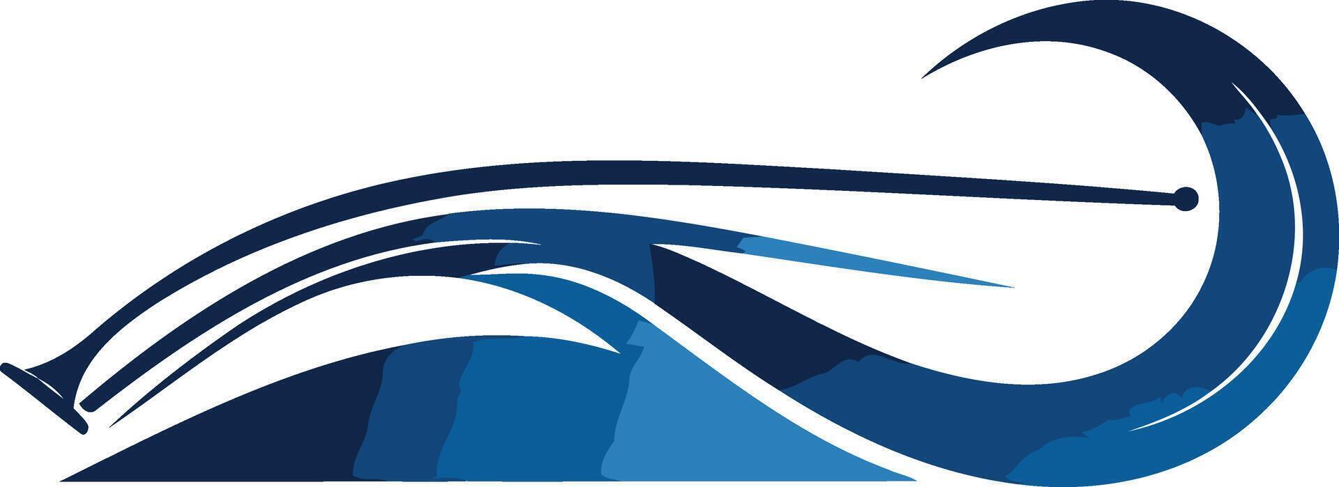 Abstract logo design featuring a dynamic wave shape in blue vector