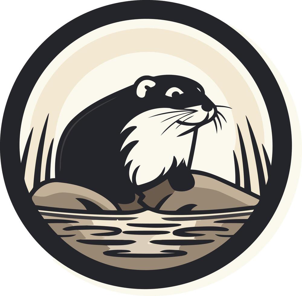 A charming cartoon otter logo, perfect for businesses focused on nature, conservation, or water-related activities vector