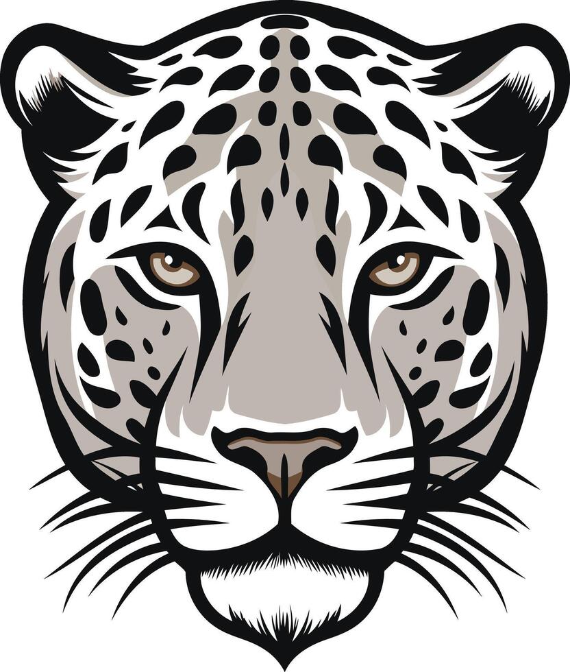 A fierce and detailed illustration of a snow leopard's head, perfect for branding, logos, or as a powerful visual element vector