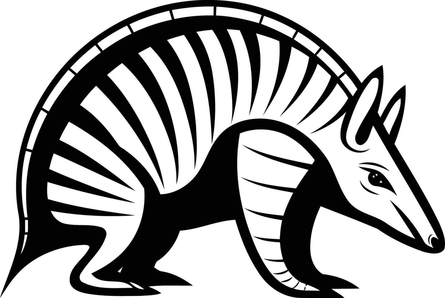 A bold, black and white illustration of an armadillo, perfect for logo design, mascot, or branding vector