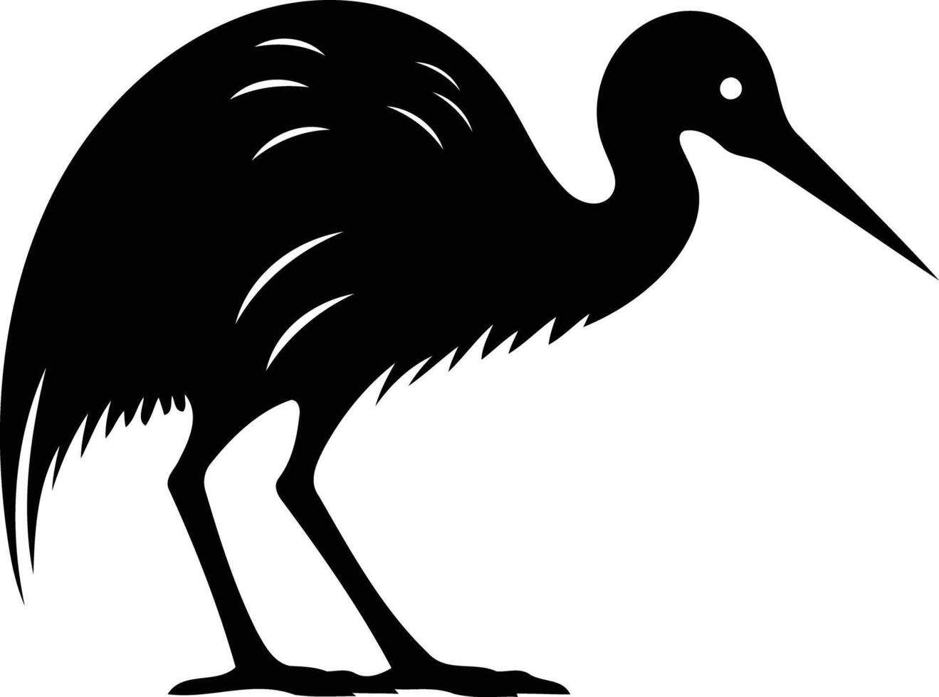 Simple black silhouette of a kiwi bird, perfect for nature, new zealand, or wildlife designs vector