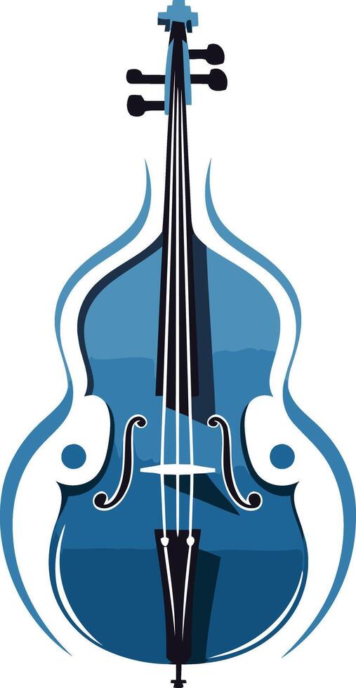 A stylized blue double bass, perfect for music schools, orchestras, and jazz clubs vector