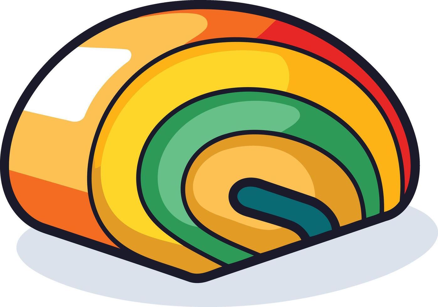 A colorful, cartoon-style rainbow cake illustration, perfect for branding, packaging, or social media content vector