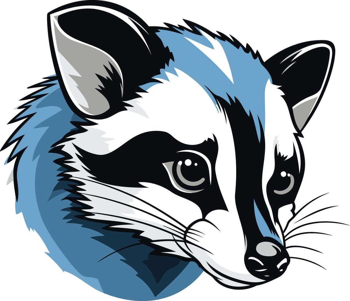 A captivating illustration of a raccoon's head, perfect for branding, logos, and design projects that need a touch of playful charm vector
