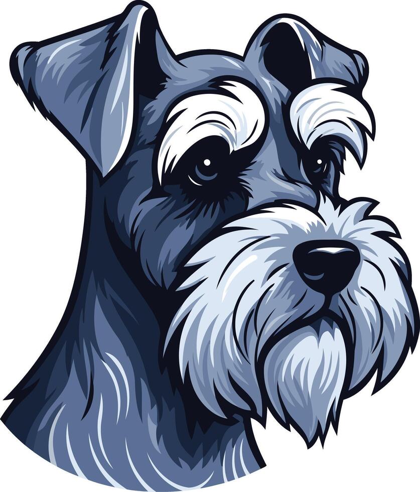 A charming, cartoon-style illustration of a miniature schnauzer, perfect for pet-related designs, branding, and social media vector