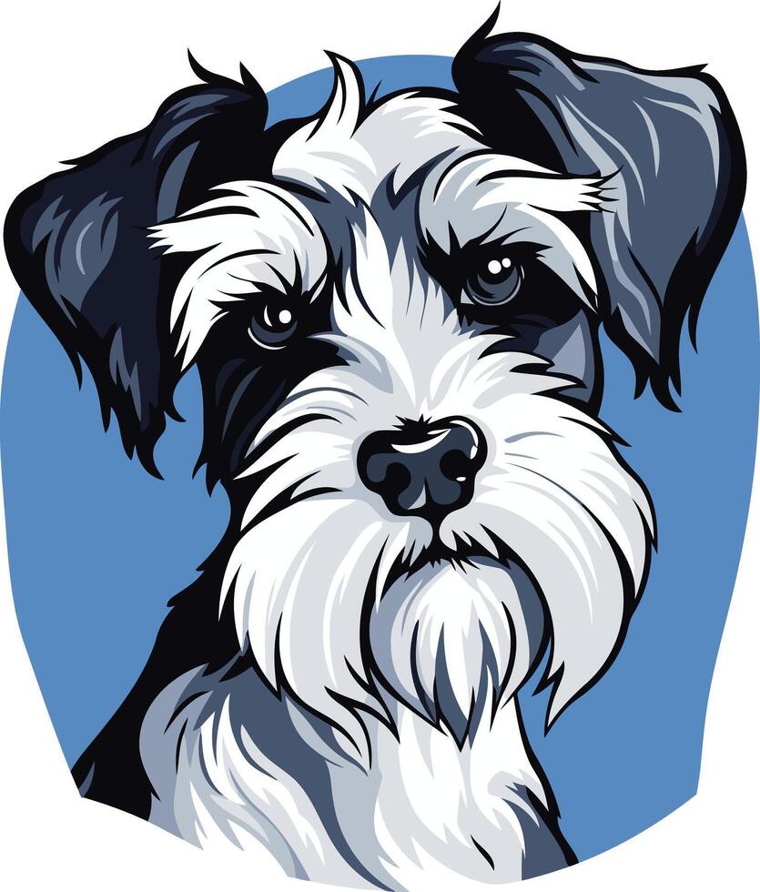 A charming and expressive illustration of a miniature schnauzer, perfect for dog lovers, pet-related businesses, or animal-themed designs vector
