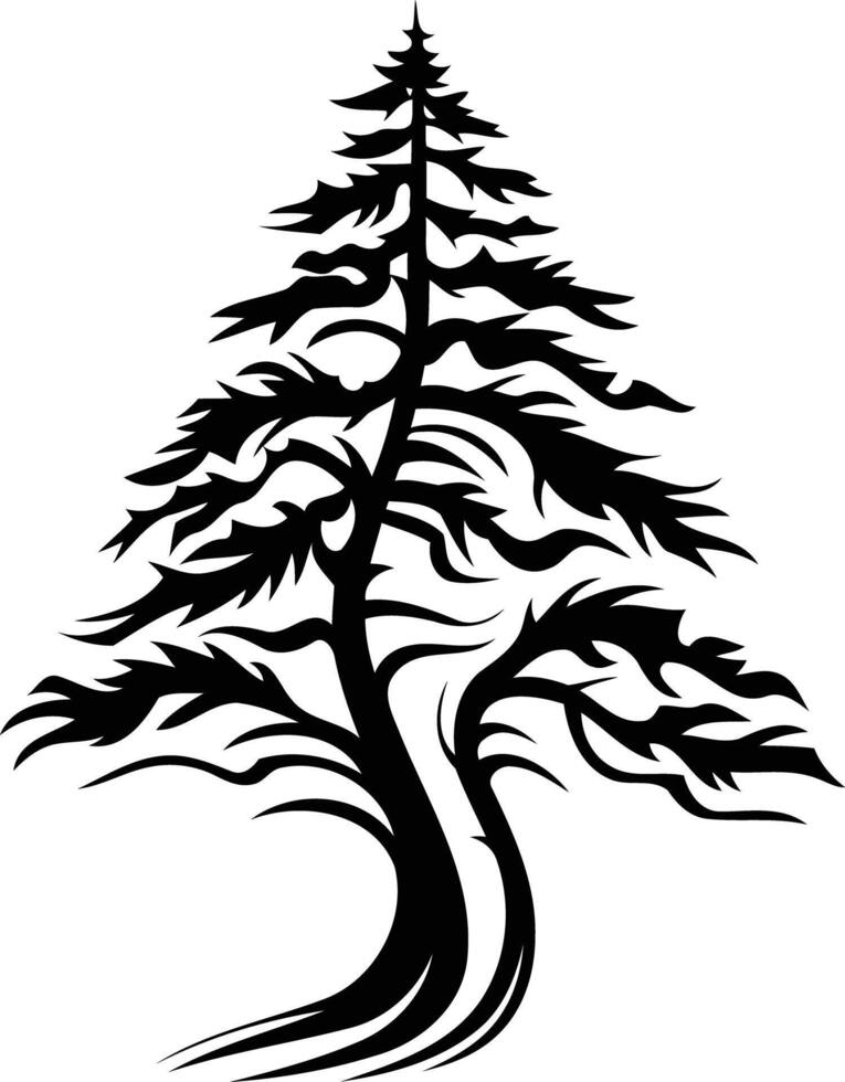 Stylish black and white silhouette of a stylized pine tree, perfect for nature-inspired designs vector