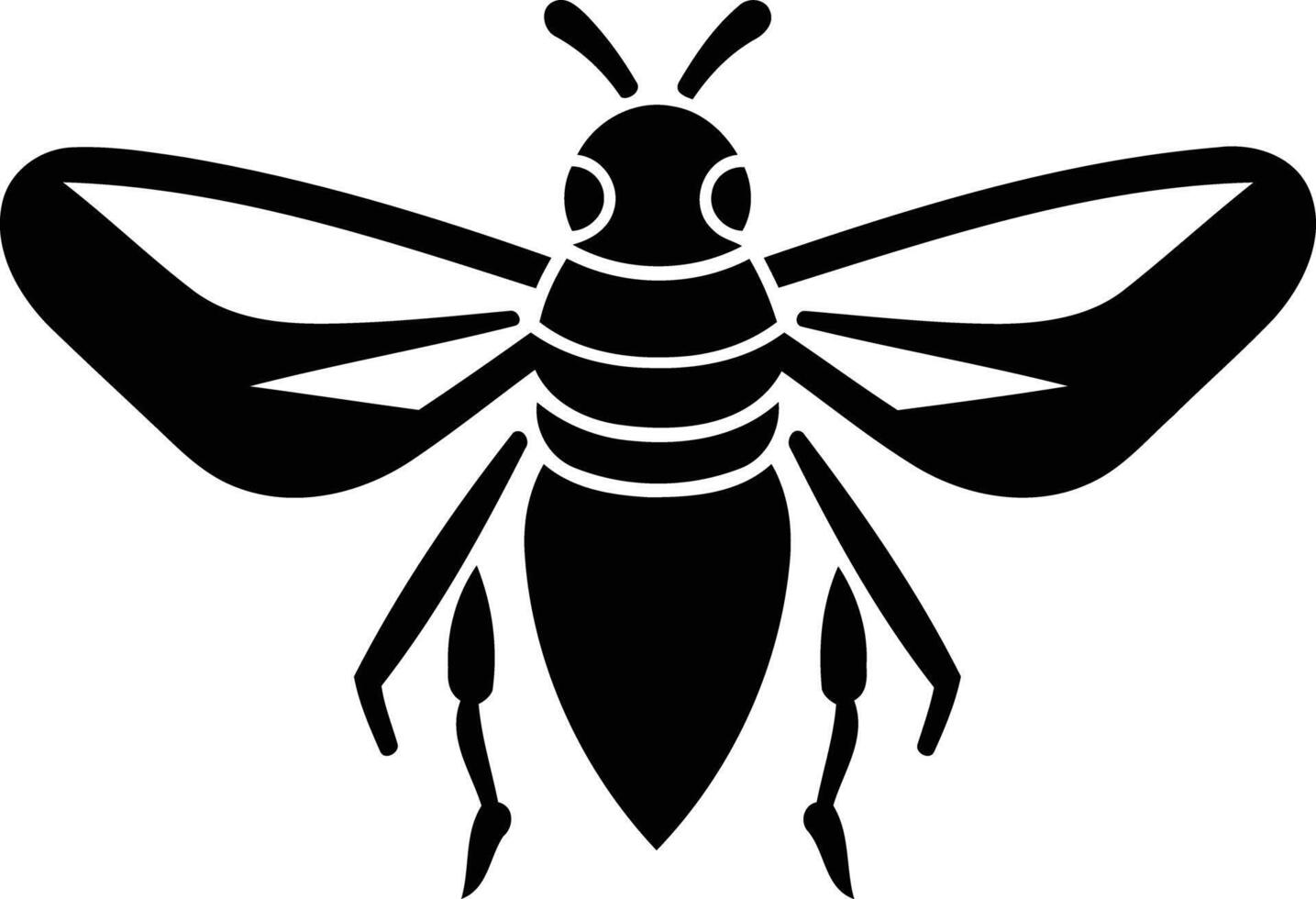 Simple black and white bee silhouette, perfect for logo design, branding, or any project with a nature theme vector